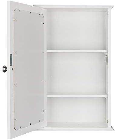 Single Door Mirror Indoor Bathroom Wall Mounted Cabinet,Wooden Medicine Cabinet White Wall Mounted Bathroom Cabinet with Single Mirror Door & Adjustable Shelves for Bathroom, Living Room, Entryway