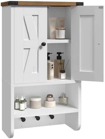 MAHANCRIS Bathroom Wall Cabinet, Farmhouse Wall-Mounted Medicine Cabinet