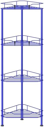 HuggieGems Metal Floor Standing Corner Shower Caddy, Dark Blue, 4 Tier