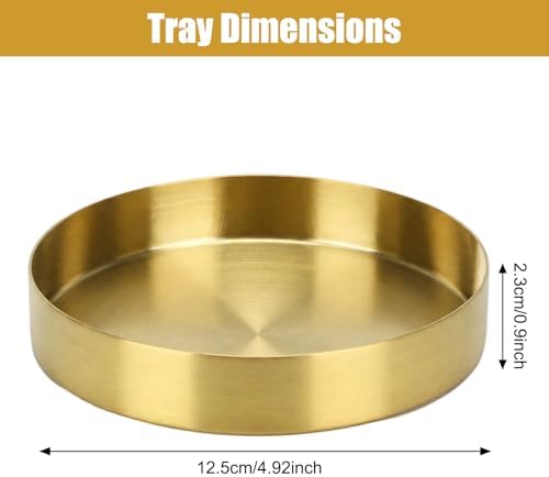 12.5cm/5inch Round Gold Tray, Stainless Steel Jewelry, Make up, Candle Plate Decorative Tray