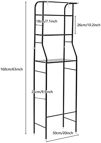 3-Tier Toilet Storage Rack, Toilet Rack, Bathroom Corner Stand, Bathroom Cabinet Tower Shelf for Bathroom Kitchen Balcony, Black