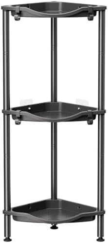 Lifewit 3 Tier Corner Shower Caddy with Hooks, Bathroom Organizer, Black