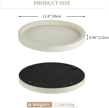 Hanobe Round Decorative Trays for Modern Coffee Table Decor, Cream White