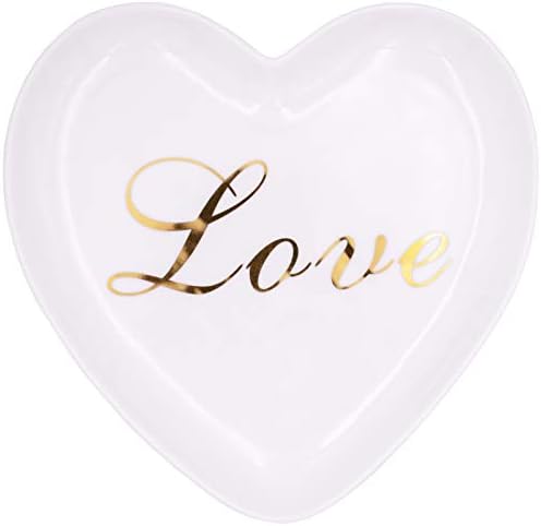 Stephanie Imports Heart-Shaped Love Ceramic Trinket Plate and Decorative Jewelry Dish