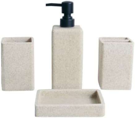 Hymmah Bathroom Accessories Set,Apartment Essentials Farmhouse Bathroom Decor,4 Pcs Resin Gift Set Apartment Necessities