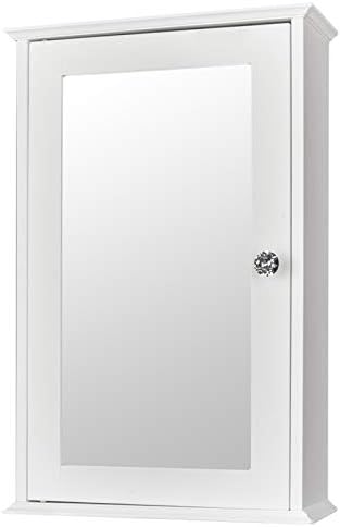 Vasitelan Bathroom Medicine Cabinet with Mirror, Mirrored Wall-Mounted Storage Medicine Cabinet with Single Door & Adjustable Shelf, Multipurpose Wall Cabinet for Bathroom