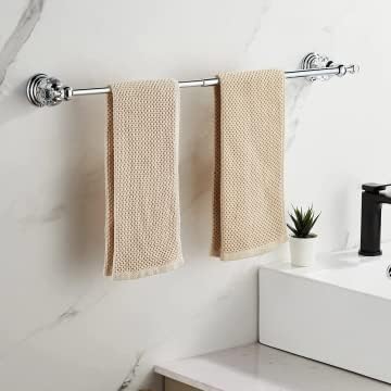 WINCASE Chrome Towel Bar 24 Inch, Adjustable Crystal Towel Rack, Silver Single Towel Holder for Bathroom Wall Mounted Modern