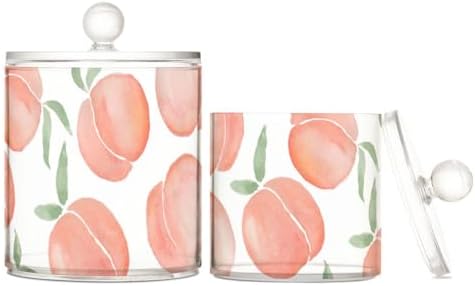 DOMIKING Peaches 2 Pack Bathroom Canisters Acrylic Storage Containers for Cotton Balls, Makeup Sponges, Floss