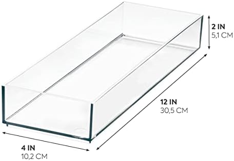 iDesign Plastic Makeup Drawer Organizer Tray - Vanity Organizer or Desk Drawer Organizer - Clear/Matte White