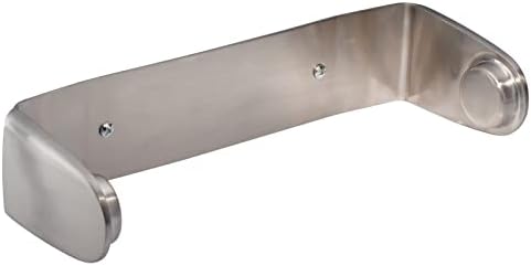 mDesign Metal Wall Mounted Paper Towel Holder Dispenser for Walls or Under Cabinet in Kitchen, Pantry, Cupboard, Sink Storage, Holds Jumbo Rolls - Omni Collection - Brushed Stainless Steel