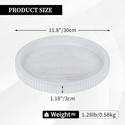 Hanobe White Decorative Coffee Table Tray, Scalloped Edge