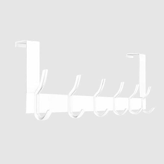 Over the Door 6 Hooks Hanger, White Door Hook for Hanging, Clothes Hooks for Bathroom, Hook Rail