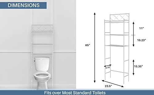 J&V TEXTILES 3-Shelf Bathroom Organizer Over The Toilet, Bathroom Spacesaver (Black)