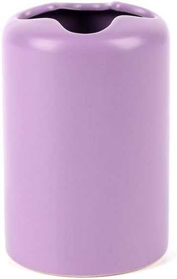 WPM 4 Piece Ceramic Bathroom Accessories Set - Purple - Our Complete Bath Decor Kit Includes Designer Soap or Lotion Dispenser - Toothbrush Holder - Tumbler - Soap Dish