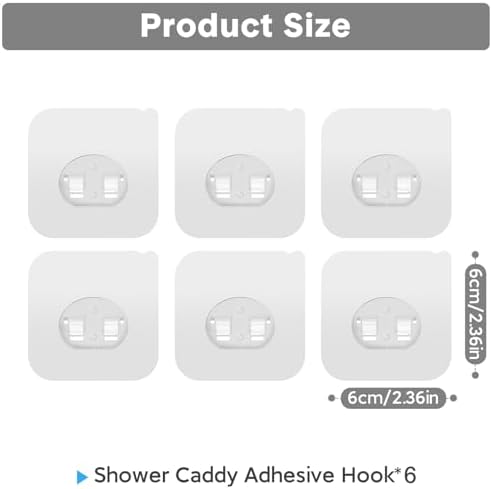 6 Pack Shower Caddy Adhesive Replacement, Bathroom Adhesive Hooks