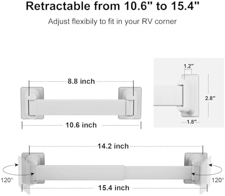 Aluminum RV Shower Corner Storage Bars for Bathroom Organization