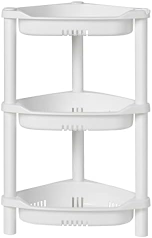 ELYKEN Corner Shower Caddy Standing, 3 Tier Plastic Shower Organizer, White