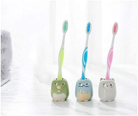 Tegg Mini Toothbrush Holder 4PCS Cute Animal Ceramic Mini Tooth Brush Holder Stand Bathroom Multipurpose Storage Organizer Cotton Swabs Holder