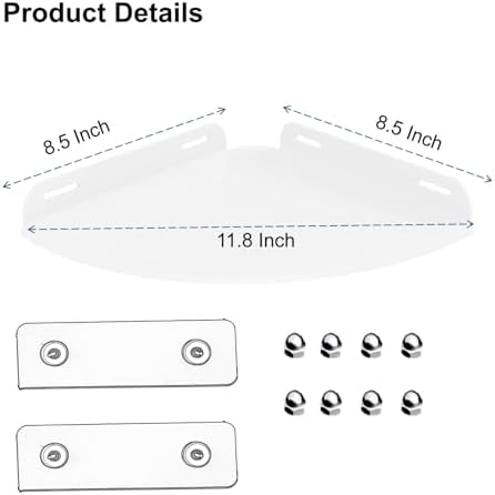 Corner Shower Caddy Shelf Rack, 8.5"x8.5" 2 Tier White