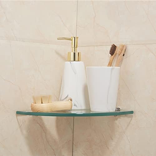 Kingrol 3 Pack Drill-Mounted Glass Corner Shower Shelves, 9-3/8 Inch