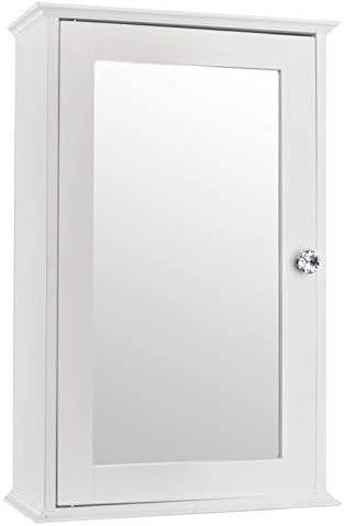 Vasitelan Bathroom Medicine Cabinet with Mirror, Mirrored Wall-Mounted Storage Medicine Cabinet with Single Door & Adjustable Shelf, Multipurpose Wall Cabinet for Bathroom