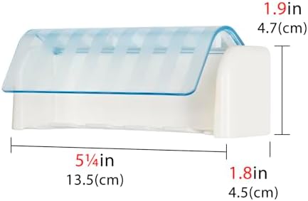 5 Slots Wall Mount Toothbrush Holder with Cover, Self Adhesive Toothbrush Storage Organizer for Shower, Toothbrush Hanger for Bathroom, Medicine Cabinet, Dorm(White + Blue)