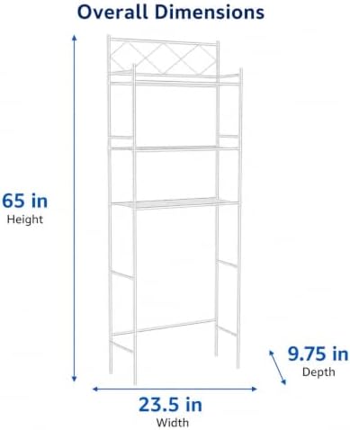 American Dream 3-Shelf Over-the-Toilet Space Saver Bathroom Storage Rack – Freestanding Metal Organizer with Open Shelves for Towels, Toiletries & Bathroom Essentials, White
