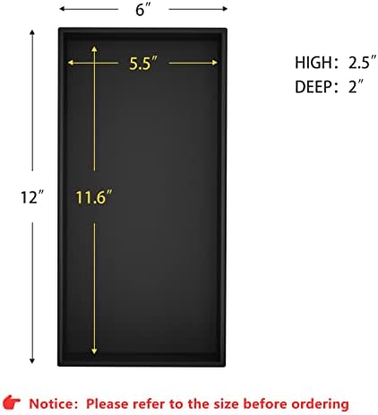 Black Bamboo Drawer Organizer - Silverware&Utensil Holder Organizer for Kitchen Drawers, Multi-Use Drawer Dividers Boxes for Bathroom Counter，Cabinet, Garage, Office Desk, Makeup, Jewelry (12*6*2.5)