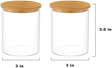 INIUNIK Glass Qtip Holder Dispenser with Bamboo Lid, 3 Pack