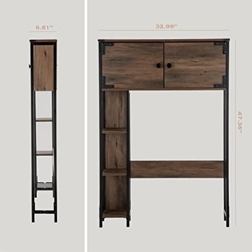 Landia Home Over The Toilet Bathroom Organizer for Storage, Industrial Themed with a Steel Frame and Different Tiers of Shelves for Organization