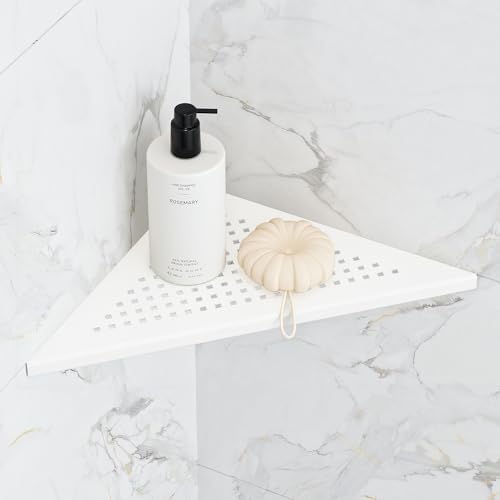 Qeke Corner Shower Shelves, 10” Recessed Tile Shower Shelf White, 1 Pack