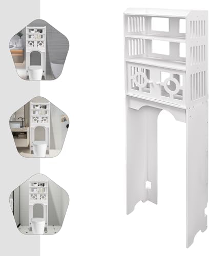 4 Tier Toilet Cabinet, Over The Toilet Storage Cabinet, Organizer, Shelf Organizer Freestanding Bathroom Space-Saving Storage Cabinet for Bathroom, Laundry