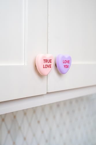 Knobēz 8pk Decorative Knob Covers - Valentine Conversation Hearts Decor