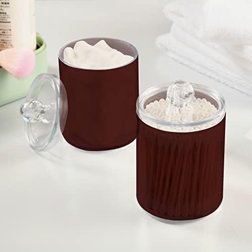 SHJI Indian Red Qtip Holder Organizer Dispenser Cotton Swabs Cans Plastic Jars with Lid Set 4 Pack Bathroom Storage Canister for Cotton Ball Floss Cotton Pads