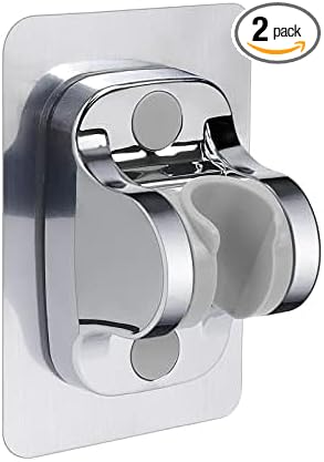 NearMoon Self Adhesive Shower Head Holder-Adjustable Handheld Shower Holder NO Drilling Wall Mount Waterproof (2 Pack, Chrome Finish)