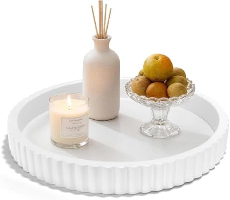 Decorative Tray for Coffee Table, 12'' Resin Round Tray for Home Decor