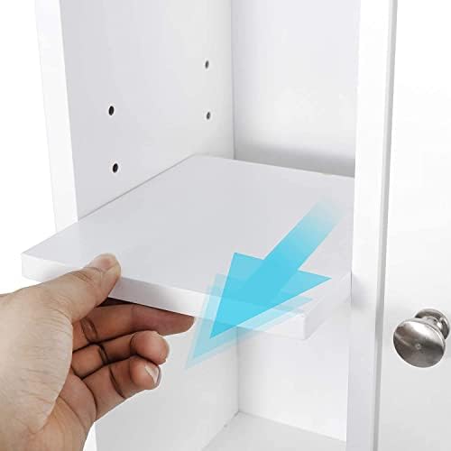 Over Toilet Bathroom Organizer 4-Tier Over The Toilet Storage Cabinet with Adjustable Shelves and Tempered Glass Door Space-Saving Toilet Shelf for Small Places White
