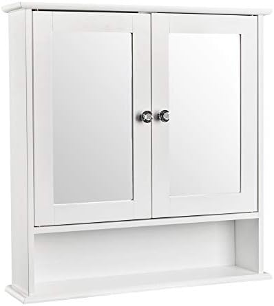 Karl home White Wall Mounted Medicine Cabinet, 2 Mirror Door Bath Storage