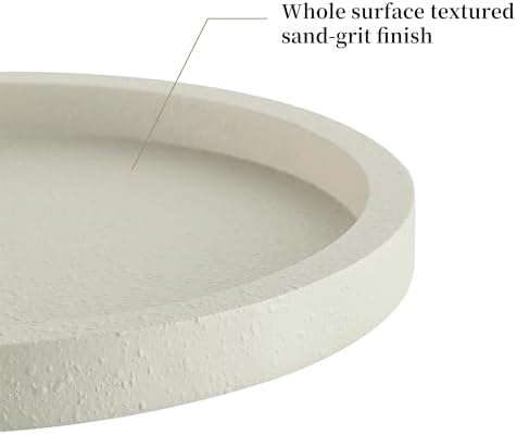 Hanobe Round Decorative Trays for Modern Coffee Table Decor, Cream White