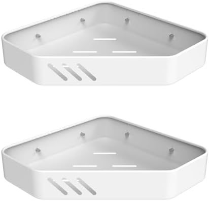Ibergrif M34034W Shower Caddy Corner 2 Pack – Adhesive Wall Mounted White