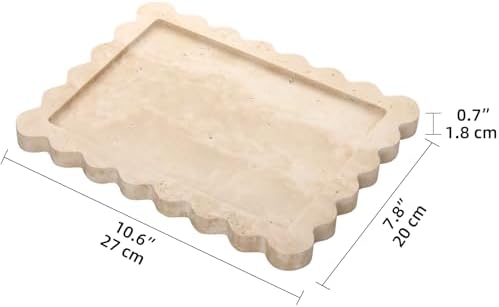 Scalloped Marble Decorative Tray, Travertine, 10.8 * 8