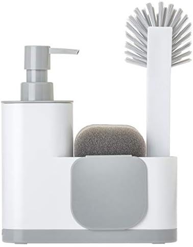 Vigar Rengo Monobloc 4-Piece Sink Caddy Set, White/Grey
