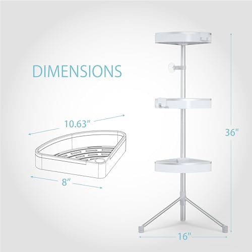 Better Living HiRise 3 Standing Corner Shower Caddy, White