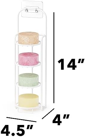 SpaceAid 4 Tier Shampoo Bar Holder for Shower, Self Draining Soap Bar Holders Caddy for Bathroom Wall and Kitchen Sink, Shampoo Bar Dish Rack, Stainless Steel Bar Soap Holder (White)