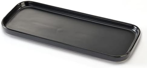 Ceramic Bathroom Tray,Kitchen Sink Organizer Tray,Cosmetics Holder (Black)