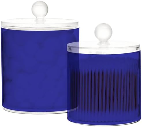 Gredecor Dark Blue Apothecary Jars with Lids for Bathroom & Kitchen Organization Containers Acrylic Plastic Organizers Great for Q-Tip Cotton Swabs, Jewelry, Food & Candy Storage, Set of 2 Sizes