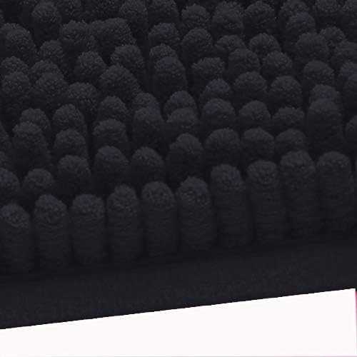 Madeals Chenille Bath Rug Set 4 Piece with Toilet Lid Cover and Rug Set Combo, Soft Shaggy Bath Rug Set 3 Piece and U-Shaped Toilet Floor Rug Black
