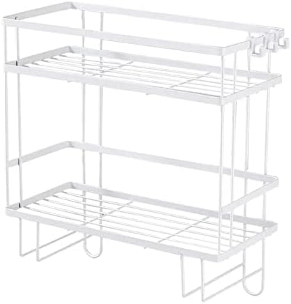 Toilet Shelf, Thickening Waterproof Multifunctional Double Layer Storage Rack, Large Capacity Nail Free Installation Organizer Rack, Stylish Iron Bathroom Organizer Over Toilet(Double Layer White)