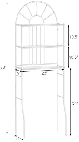 DORTALA 3-Tier Over The Toilet Storage Rack, 3-Tier Bathroom Space Savor, Morden Free Standing Iron Tube Bathroom Shelf, Bathroom Organizer Toilet Rack for Home Bathroom, 23.5" x 13" x 68", White