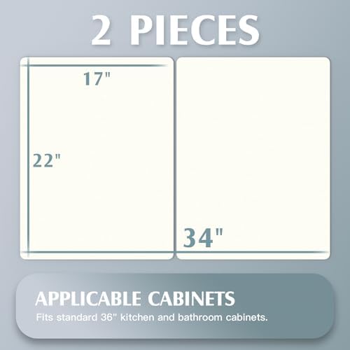 VERIFOST Under Sink Mat for Kitchen, 2 Piece Super Absorbent Undersink Mats for Bottom of Kitchen Sink, 34" X 22" Cuttable Under Sink Liner, Quick-Dry Under Bathroom Sink Mat, Cream